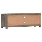 vidaXL Mueble para TV de madera maciza de mango/Mueble multimedia con dos cajones y una puerta, Diseño de mediados de siglo, Gris y marrón, 47.2x11.8x15.7