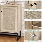 Aparador buffet bohemio de ratán con almacenamiento, mesa auxiliar de entrada y mueble de cocina, elegante organizador para sala de estar, pasillo