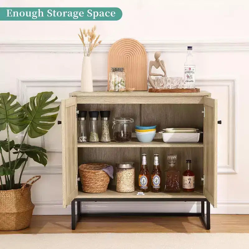 Aparador buffet bohemio de ratán con almacenamiento, mesa auxiliar de entrada y mueble de cocina, elegante organizador para sala de estar, pasillo