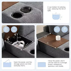 Sofá seccional modular en forma de U de gran tamaño de 140'' con otomana, consola, cargador USB, portavasos, almacenamiento, tapicería de pana, 6 asientos para sala de estar