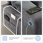 Sofá seccional modular en forma de U de gran tamaño de 140'' con otomana, consola, cargador USB, portavasos, almacenamiento, tapicería de pana, 6 asientos para sala de estar