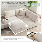 Sofá seccional modular en forma de U de gran tamaño de 140'' con otomana, consola, cargador USB, portavasos, almacenamiento, tapicería de pana, 6 asientos para sala de estar