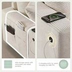 Sofá seccional modular en forma de U de gran tamaño de 140'' con otomana, consola, cargador USB, portavasos, almacenamiento, tapicería de pana, 6 asientos para sala de estar