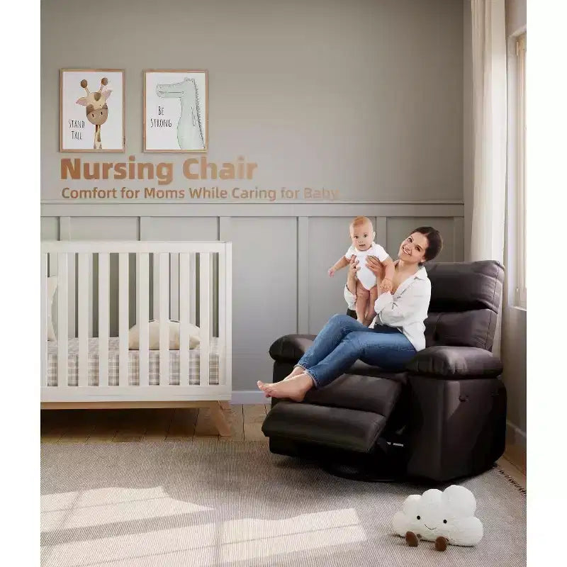 27 Sillones Reclinables Extra Grandes con Calor y Masaje - Silla Reclinable Giratoria 360 Grados para Adultos - Mecedora Manual con Control Remoto para Sala de Estar