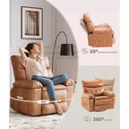 27 Sillones Reclinables Extra Grandes con Calor y Masaje - Silla Reclinable Giratoria 360 Grados para Adultos - Mecedora Manual con Control Remoto para Sala de Estar