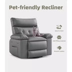 27 Sillones Reclinables Extra Grandes con Calor y Masaje - Silla Reclinable Giratoria 360 Grados para Adultos - Mecedora Manual con Control Remoto para Sala de Estar