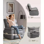 27 Sillones Reclinables Extra Grandes con Calor y Masaje - Silla Reclinable Giratoria 360 Grados para Adultos - Mecedora Manual con Control Remoto para Sala de Estar