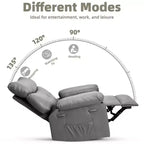27 Sillones Reclinables Extra Grandes con Calor y Masaje - Silla Reclinable Giratoria 360 Grados para Adultos - Mecedora Manual con Control Remoto para Sala de Estar