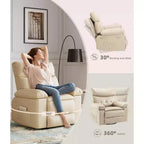 27 Sillones Reclinables Extra Grandes con Calor y Masaje - Silla Reclinable Giratoria 360 Grados para Adultos - Mecedora Manual con Control Remoto para Sala de Estar