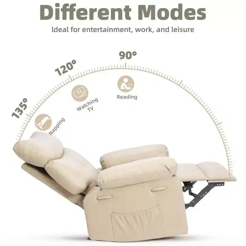 27 Sillones Reclinables Extra Grandes con Calor y Masaje - Silla Reclinable Giratoria 360 Grados para Adultos - Mecedora Manual con Control Remoto para Sala de Estar