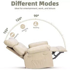 27 Sillones Reclinables Extra Grandes con Calor y Masaje - Silla Reclinable Giratoria 360 Grados para Adultos - Mecedora Manual con Control Remoto para Sala de Estar