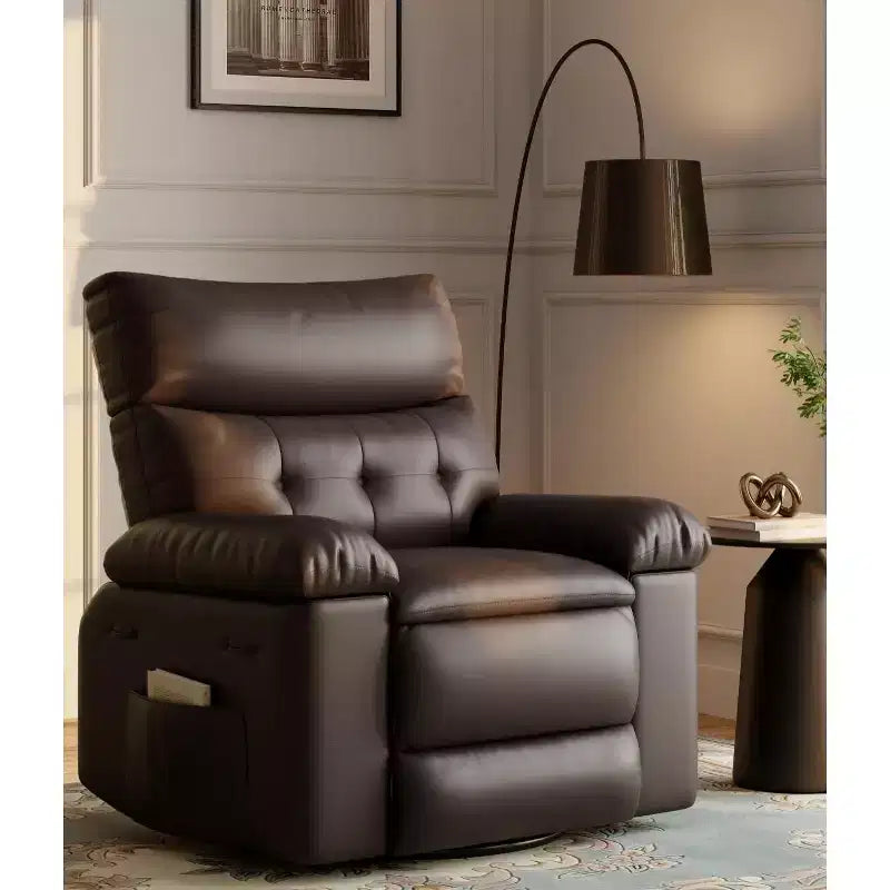 27 Sillones Reclinables Extra Grandes con Calor y Masaje - Silla Reclinable Giratoria 360 Grados para Adultos - Mecedora Manual con Control Remoto para Sala de Estar