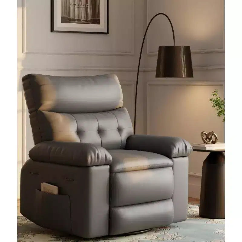 27 Sillones Reclinables Extra Grandes con Calor y Masaje - Silla Reclinable Giratoria 360 Grados para Adultos - Mecedora Manual con Control Remoto para Sala de Estar