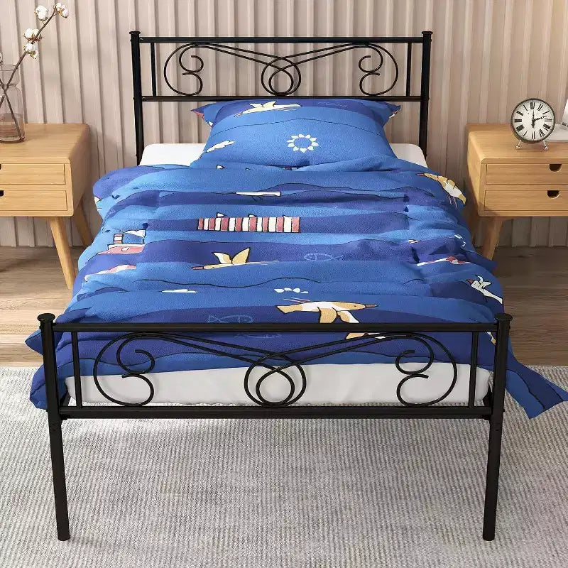 Cama con plataforma de metal Acekool - 12 de almacenamiento tamaño Full