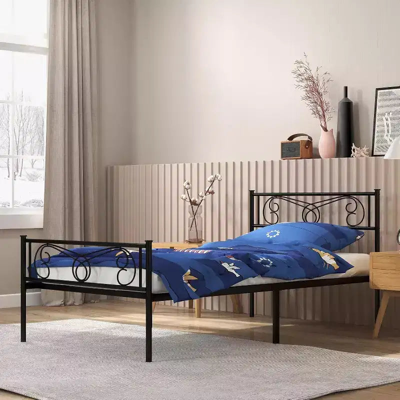 Cama con plataforma de metal Acekool - 12 de almacenamiento tamaño Full