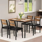Juego de comedor de 5 piezas para 4 personas, mesa de cocina moderna y 4 sillas, estructura de metal que ahorra espacio, para apartamento pequeño, comedor