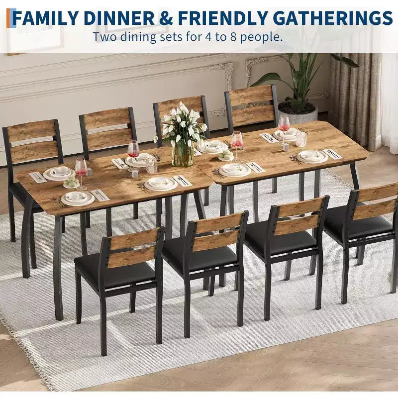 Juego de comedor de 5 piezas para 4 personas, mesa de cocina moderna y 4 sillas, estructura de metal que ahorra espacio, para apartamento pequeño, comedor