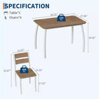 Juego de comedor de 5 piezas para 4 personas, mesa de cocina moderna y 4 sillas, estructura de metal que ahorra espacio, para apartamento pequeño, comedor