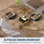 Juego de comedor de 5 piezas para 4 personas, mesa de cocina moderna y 4 sillas, estructura de metal que ahorra espacio, para apartamento pequeño, comedor