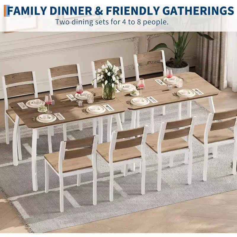 Juego de comedor de 5 piezas para 4 personas, mesa de cocina moderna y 4 sillas, estructura de metal que ahorra espacio, para apartamento pequeño, comedor