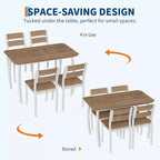 Juego de comedor de 5 piezas para 4 personas, mesa de cocina moderna y 4 sillas, estructura de metal que ahorra espacio, para apartamento pequeño, comedor