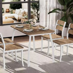 Juego de comedor de 5 piezas para 4 personas, mesa de cocina moderna y 4 sillas, estructura de metal que ahorra espacio, para apartamento pequeño, comedor