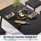Juego de comedor de 5 piezas para 4 personas, mesa de cocina moderna y 4 sillas, estructura de metal que ahorra espacio, para apartamento pequeño, comedor