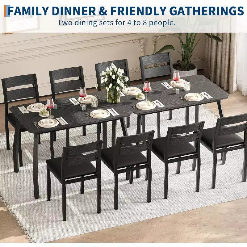 Juego de comedor de 5 piezas para 4 personas, mesa de cocina moderna y 4 sillas, estructura de metal que ahorra espacio, para apartamento pequeño, comedor