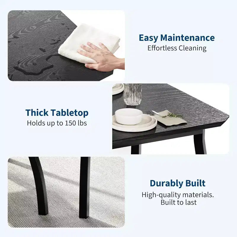 Juego de comedor de 5 piezas para 4 personas, mesa de cocina moderna y 4 sillas, estructura de metal que ahorra espacio, para apartamento pequeño, comedor