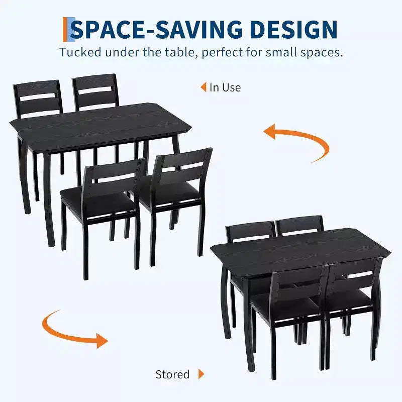 Juego de comedor de 5 piezas para 4 personas, mesa de cocina moderna y 4 sillas, estructura de metal que ahorra espacio, para apartamento pequeño, comedor