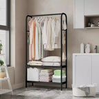 Perchero Resistente, Colgador de Ropa Independiente Robusto con 2 Estantes, Perchero Metálico para Dormitorio, Oficina o Sala de Estar