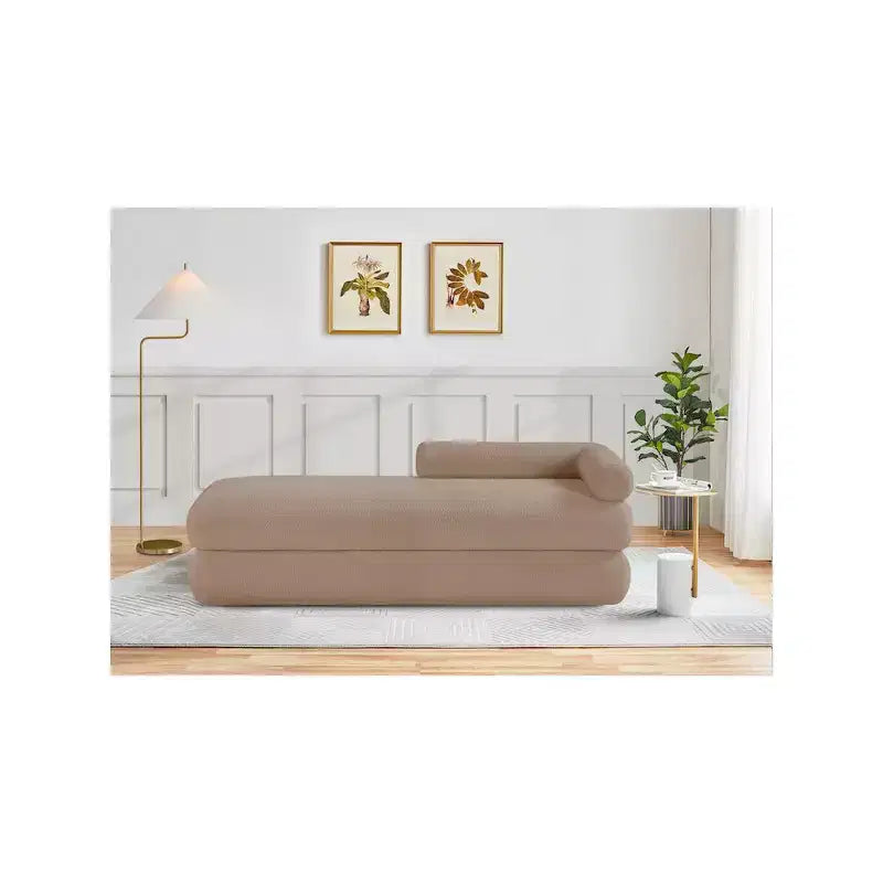 Meridian Furniture, Banco Kennedy de tela Teddy de imitación de borreguillo
