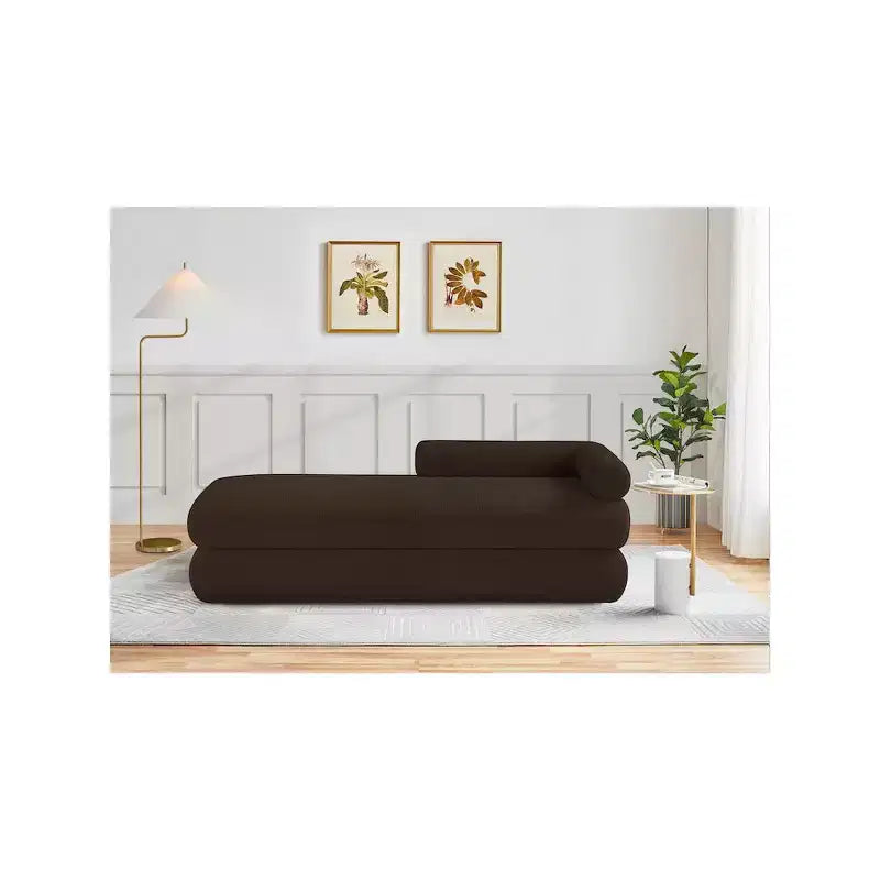 Meridian Furniture, Banco Kennedy de tela Teddy de imitación de borreguillo