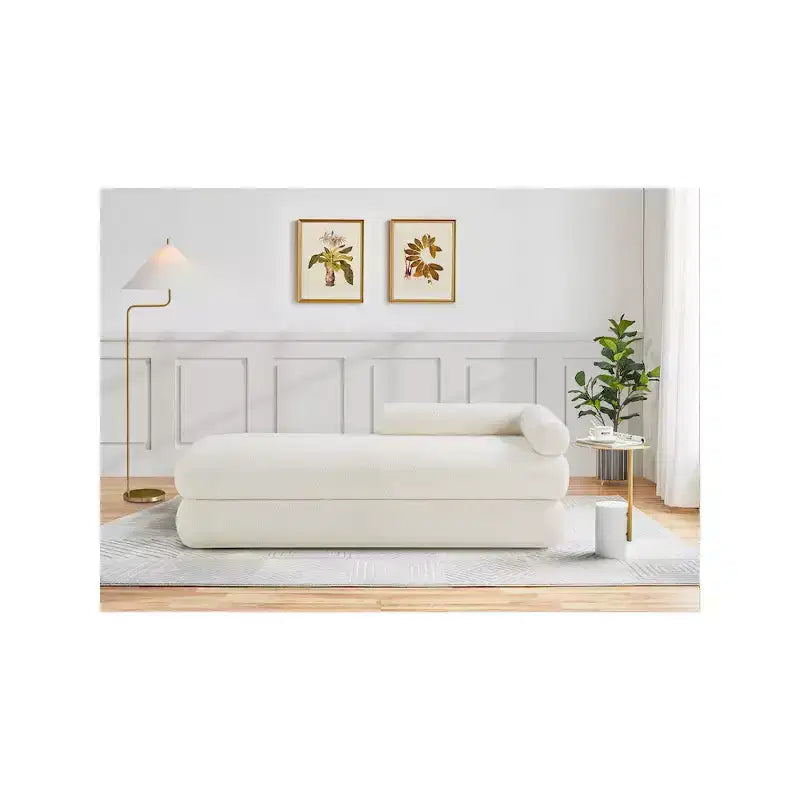 Meridian Furniture, Banco Kennedy de tela Teddy de imitación de borreguillo