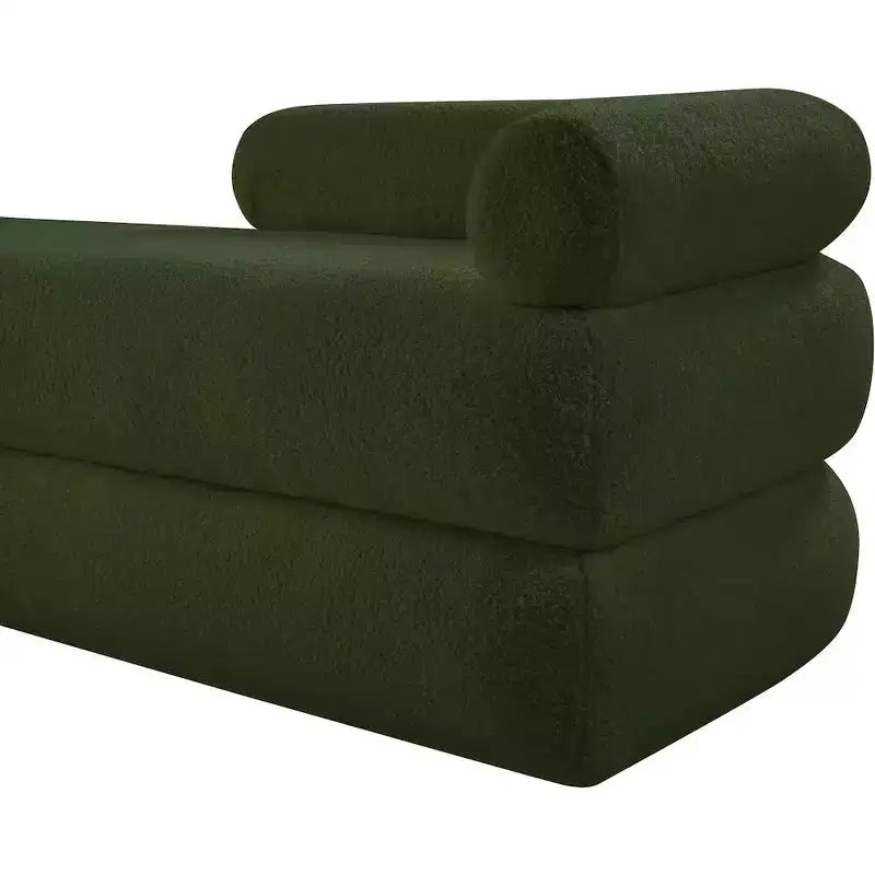Meridian Furniture, Banco Kennedy de tela Teddy de imitación de borreguillo