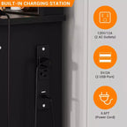 Tocador de maquillaje con espejo LED de 3 modos de luz y tomas de corriente, tocador grande con 7 cajones y gabinete de almacenamiento, mesa de tocador moderna