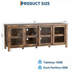 Mueble de TV Garvee para 65 pulgadas, centro de entretenimiento con armario de almacenamiento y 4 puertas correderas de cristal, mesa consola para salón dormitorio