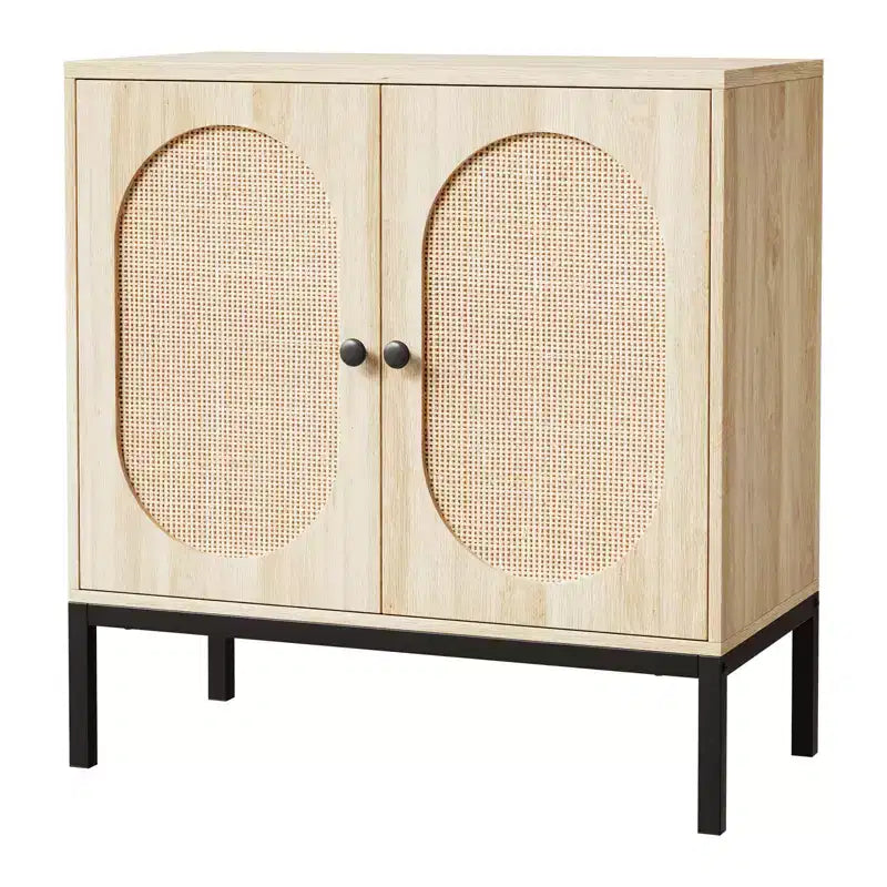31.5 Gabinete Aparador, Gabinete de Almacenamiento de Ratán con Estantes Ajustables, Gabinete de Despensa de Cocina para Sala de Estar Comedor Entrada