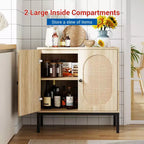 31.5 Gabinete Aparador, Gabinete de Almacenamiento de Ratán con Estantes Ajustables, Gabinete de Despensa de Cocina para Sala de Estar Comedor Entrada
