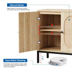31.5 Gabinete Aparador, Gabinete de Almacenamiento de Ratán con Estantes Ajustables, Gabinete de Despensa de Cocina para Sala de Estar Comedor Entrada