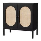 31.5 Gabinete Aparador, Gabinete de Almacenamiento de Ratán con Estantes Ajustables, Gabinete de Despensa de Cocina para Sala de Estar Comedor Entrada