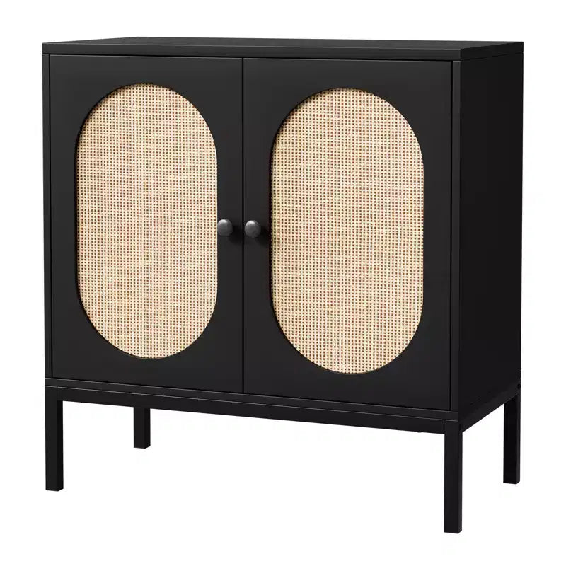 31.5 Gabinete Aparador, Gabinete de Almacenamiento de Ratán con Estantes Ajustables, Gabinete de Despensa de Cocina para Sala de Estar Comedor Entrada