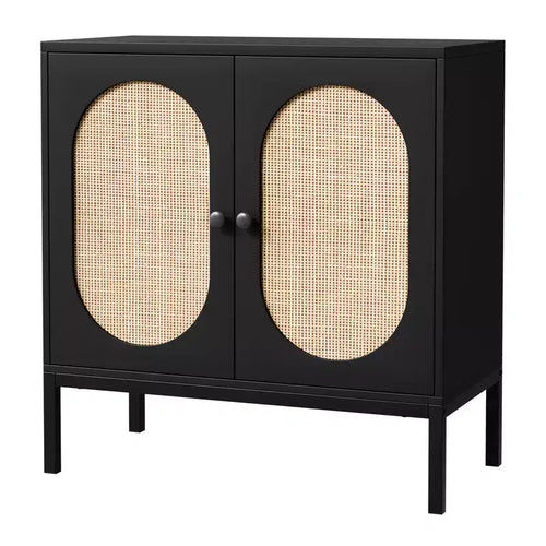 31.5 Gabinete Aparador, Gabinete de Almacenamiento de Ratán con Estantes Ajustables, Gabinete de Despensa de Cocina para Sala de Estar Comedor Entrada