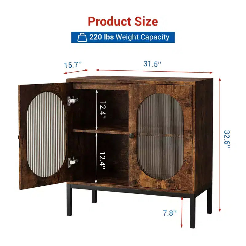 31.5 Gabinete Aparador, Gabinete de Almacenamiento de Ratán con Estantes Ajustables, Gabinete de Despensa de Cocina para Sala de Estar Comedor Entrada
