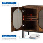 31.5 Gabinete Aparador, Gabinete de Almacenamiento de Ratán con Estantes Ajustables, Gabinete de Despensa de Cocina para Sala de Estar Comedor Entrada