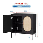 31.5 Gabinete Aparador, Gabinete de Almacenamiento de Ratán con Estantes Ajustables, Gabinete de Despensa de Cocina para Sala de Estar Comedor Entrada