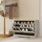 Mueble zapatero AndMakers de 45 cm de alto x 60 cm de ancho, color blanco antiguo, con 1 cajón abatible y estante ajustable