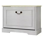 Mueble zapatero AndMakers de 45 cm de alto x 60 cm de ancho, color blanco antiguo, con 1 cajón abatible y estante ajustable