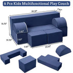 GustoWave Sofá modular para niños de 6 piezas, juego de sofá de juego de espuma con cojines desmontables, sofá suave convertible para niños pequeños y niños.