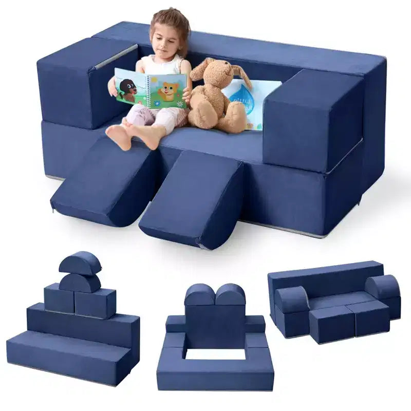 GustoWave Sofá modular para niños de 6 piezas, juego de sofá de juego de espuma con cojines desmontables, sofá suave convertible para niños pequeños y niños.